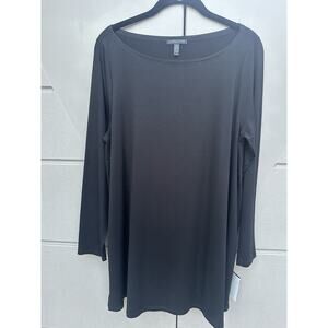 Eileen Fisher Lyocell/Spandex Boat Neck Jersey Knit Long Sleeve Tunic Top Sz PL